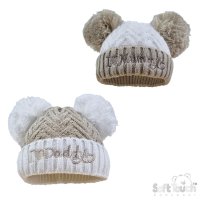 H682-COF: Coffee Embroidered Chevron Hat (0-12 Months)
